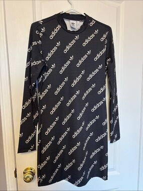 adidas Black Dress with White All-Over Logo